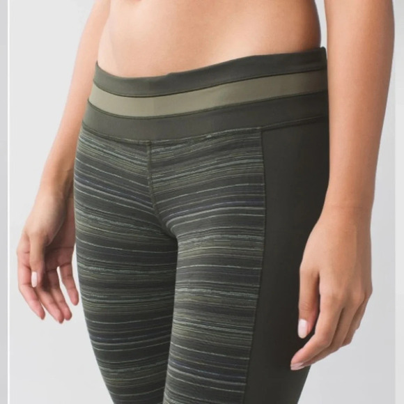 Lululemon Give Me Qi Crop Cyber Stripe Gator Fatigue Green black 21277 - Picture 11 of 11